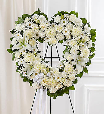 Always Remember™ Floral Heart Tribute- White – Medium