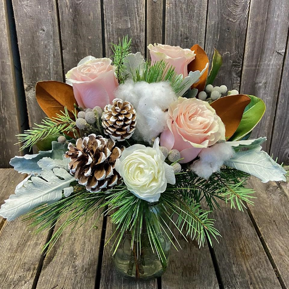 Festive Mason Jar In Pinks & Whites