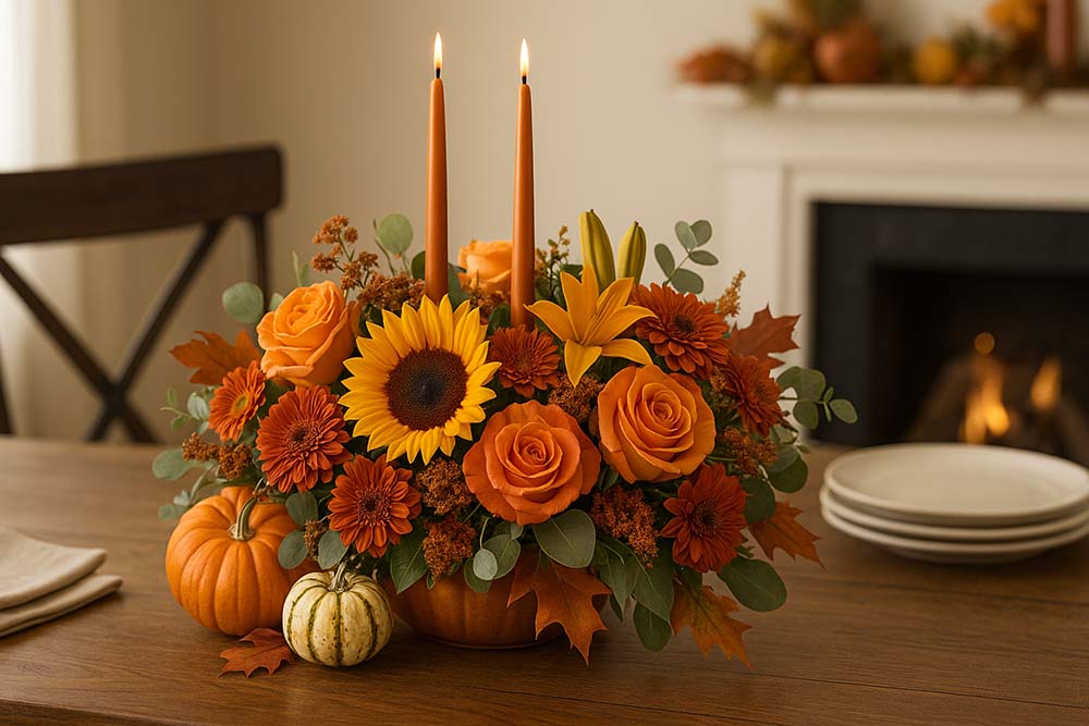 Image depicting Thanksgiving in Full Bloom with Judy’s Village Flowers of Foxboro.